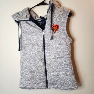 Antigua Zip Up Chicago Bears Football Puffer Vest, Grey, Women's Small